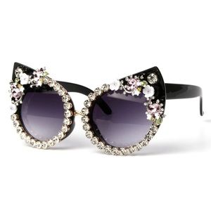 Cat eye rhinestone sunglasses floral
